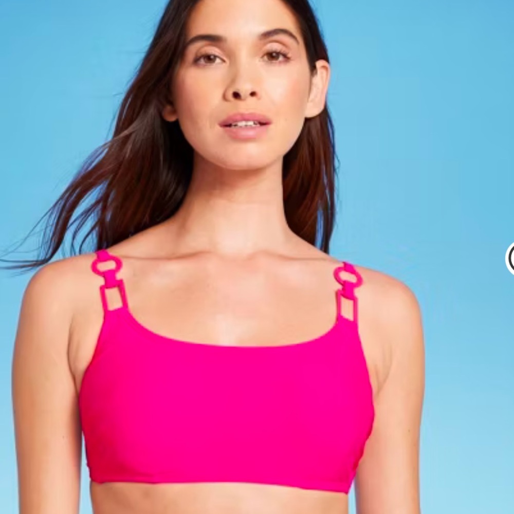 NWT Shade & Shore Pink Bikini Top Underwire Support Adjustable Straps Size 34D